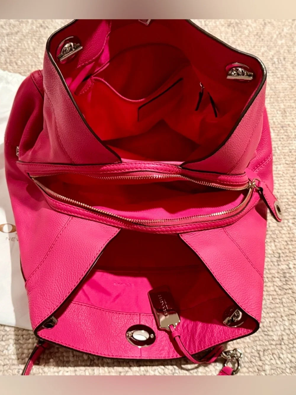 Coach hot Pink Pebbled Leather Shoulder Bag Never Used Includes dust bag